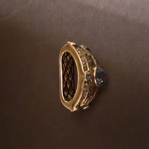 VINTAGE BLUE/ WHITE TOPAZ SLIDE 14K/ STERLING NWOT - Picture 5 of 6